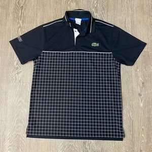 Lacoste Men's Polo with Black and White Checkered Design